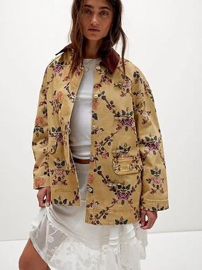 Free People - We The Free Printed Denim Barn Coat